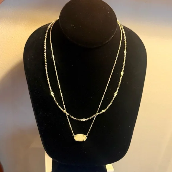 Kendra Scott Elisa Gold Multi-Strand Necklace in Iridescent Drusy - Picture 3 of 10